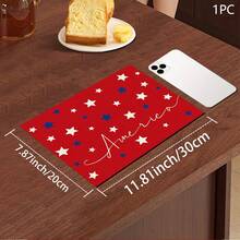 1pc American Independence Day Printed Pattern, Star Spangled Banner Patriotic Design, July 4th Holiday Absorbent Mat/Drying Mat/Coaster - Absorbent Polyester Desktop Protective Mat With Non-Slip Rubber Backing, For Kitchen, Bar, Dining Table - Multicolor - View 14