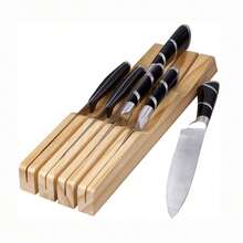 Drawer-Style Kitchen Knife Rack Solid Wood Universal Knife Holder (Knives Not Included), Bamboo Household Chef Knife Drawer Storage Inset Tray, High-End Cabinet Under-Counter Knife Storage Rack - Multicolor - View 6