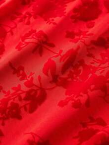 Black Date Night Romantic Floral Print Tie Front Cami Dress - Rojo - Ver 5