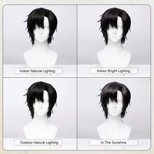 Yewell Black Wig Side Part Cosplay Wig Role-Playing Headgear Daily Series Japanese Cosplay Headgear Series Multi-Style Interpretation Of Cartoon Anime Suitable For Private Parties Daily Role-Playing Halloween - Black - View 6