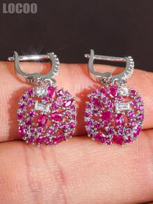 1 Pair Romantic Cubic Zirconia Stone Earrings, Designed For Women, Suitable For Weddings, Engagements, Anniversary Parties, Valentine's Day Gifts - 1# - View 6