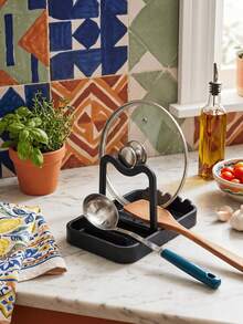 Multifunctional Pot Lid Holder Rack Keeps Countertop Dry Anti Rust Spoon Rest Stovetop And Kitchen Counter Kitchen And Apartment Easy To Clean Heat Resistant Pot Lid Rest Clever Storage Solution Aesthetic Kitchen Decor Housewarming Gift - Multicolor - View 3