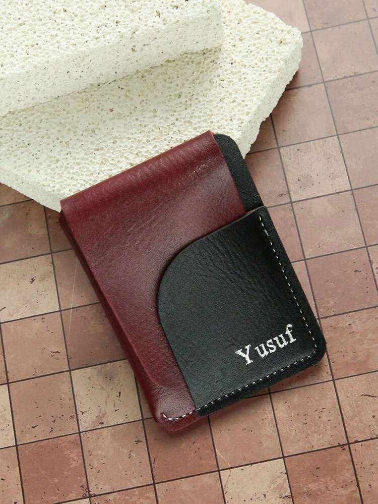 Takeoak 1 buah Dompet Kartu Kulit Minimalis dengan Nama Kustom, Dompet Kartu Vintage dengan Inisial Huruf, Dompet Kartu Bisnis Kulit Vintage, Unisex, 2 Slot Kartu, Warna Kontras - Bright - View 13