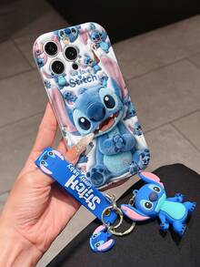 Disney Lilo And Stitch Phone Case : 3D Fluffy Pattern Border Protector Phone Soft Phone Case With A Free Cute Stitch Bracelet Chain Lanyard, Stitch, Lilo, Angel, For Apple 17 Promax 17 Pro 16 15 14 13 12 11 Pro Max XS Max X XR Soft Cover Summer Phone Case - trắng - Xem 3
