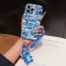 Disney Lilo And Stitch Phone Case : 3D Fluffy Pattern Border Protector Phone Soft Phone Case With A Free Cute Stitch Bracelet Chain Lanyard, Stitch, Lilo, Angel, For Apple 17 Promax 17 Pro 16 15 14 13 12 11 Pro Max XS Max X XR Soft Cover Summer Phone Case - trắng - Xem 1