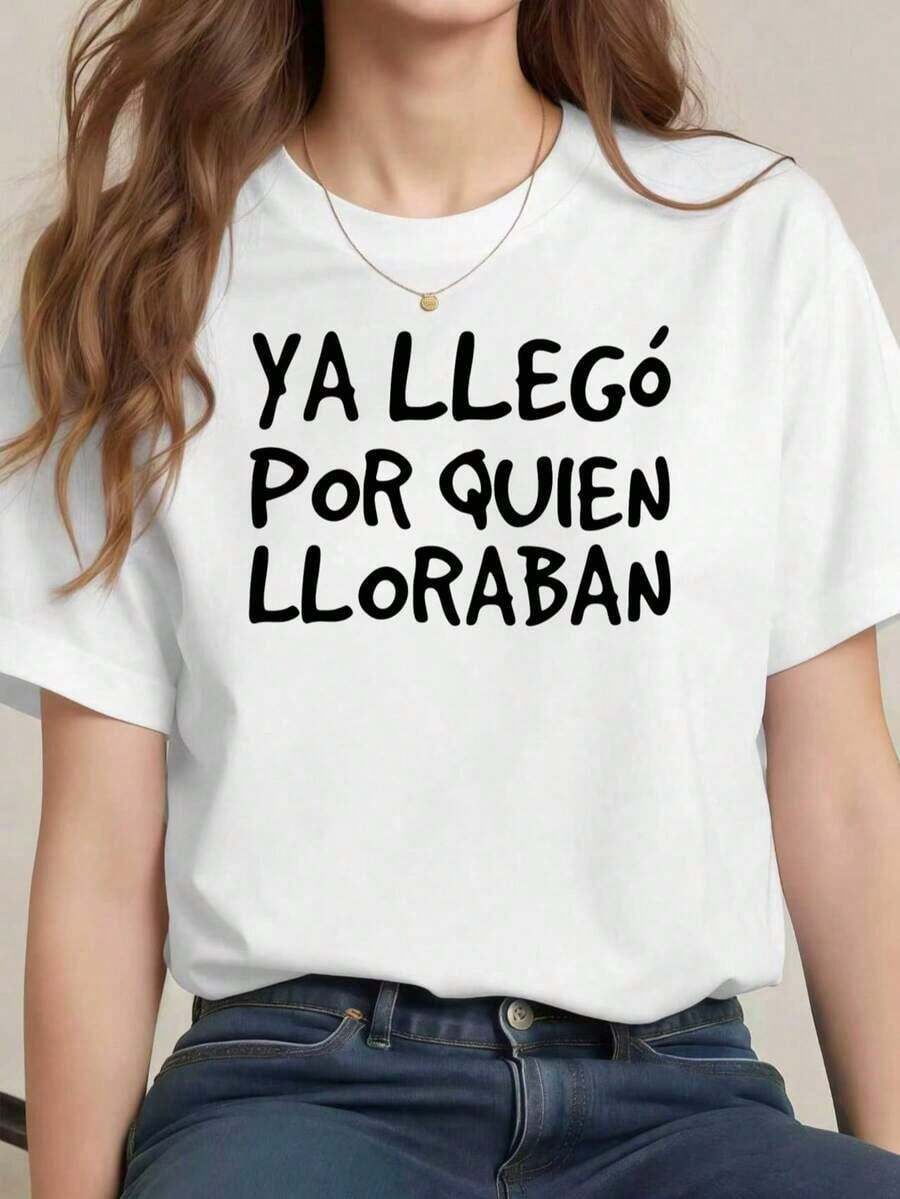 Fashion Printed T-Shirts For Women, Oversized Streetwear Tops, Comfortable And Stylish All-Match Summer Tees. Classic T-Shirt With "Sarcastic Spanish" Print For Women, Comfortable Fit And Casual Style. - 白色 - 查看 1