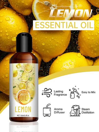 LISM 1pc Lemon Essential Oil, 30ml/1.0 Fl Oz - Refreshing And Elegant White Tea And Jasmine Fragrance, Long-Lasting And Pleasant. Suitable For Aroma Diffusers, Candle Making, Car Air Fresheners, Etc. Suitable For All Skin Types. Great Gift Item, Essential For Holiday Travel. 100ml/3.4fl.Oz