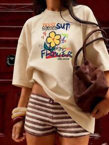 Stylish Short-Sleeve T-Shirt For Youth And Summer, Fashionable Short-Sleeve T-Shirt For Spring And Summer 2026, Made In Mexico, 180 Grams. Cartoon Print, Couple Design, Suitable For Indoor Or Outdoor Wear. Crew Neck, Unisex, Ideal For The Office And Leisure. One-Pack. - APR-P631577SLNDXZGY517 - 查看 3