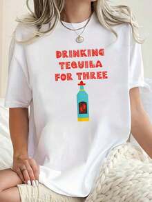 Drinking Tequila For 3 Cinco De Mayo Pregnancy Announcement T-Shirt - Summer Tops Office Outfits For Women, Vacation Outfits Womanblusas Para Mujer - 白色 - 查看 6