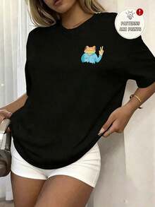 Bunny 'DtMF', roligt tryck med Puerto Rico-groda, 100% bomull, dam-t-shirt med lös passform, sommarkläder, sommartopp i stora storlekar, K-Pop warrior-serien, topp i ren bomull, damkläder, sommarkläder för kvinnor, stickade plagg, festkläder, damkläder i stora storlekar, lös topp med rund hals för kvinnor i stora storlekar, bästa vän-kläder, semesterkläder, avslappnade sportkläder, eleganta toppar, damsportkläder, damtopp, reklamkläder för kvinnor, unisex, tonårskläder, bas-t-shirts, sommarkläder för kvinnor, mjuka och bekväma, sommar, vinter, vår, festivaler, Eid al-Fitr, Kungens dag, Mors dag, fester, strand, bröllop, studentceremonier, gym, elegant, avslappnad, semester, sport, lyx, formell, y2k, lantlig, affärsmässig, paljetter volanger, prickar, tofsar, blommigt, grafiskt, leopardmönstrat sommaroutfit dam - Svart - Visa 4