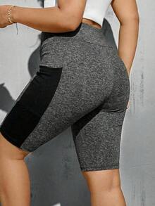 Pantalones cortos de motocicleta negros básicos, versátiles y cómodos con bolsillos para mujer de talla grande, de moda casual y deportiva para primavera y verano, ropa de calle, shorts curvilíneos, ropa para salir, ropa Y2K, joggers, shorts ci - Gris - Ver 2
