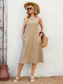 Vestido midi casual con bolsillo para mujer, carnaval de verano, casual - Multicolor 2 - Ver 5