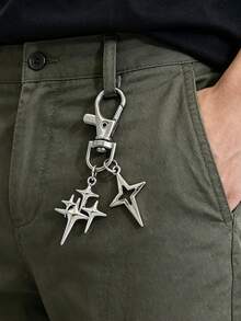 1pc Creative Four-Pointed Star Pants Chain, Keychain Pendant, Alloy Star Moon Decor For Phone, Bag, Suitable For Daily Wear - Silver - View 3
