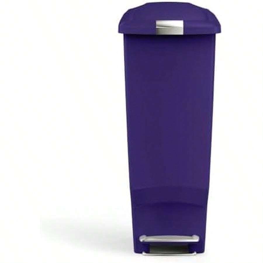Simplehuman 40 Liter / 10.6 Gallon Slim Kitchen Step Trash Can With Secure Slide Lock, White Plastic - Indigo - 查看 1