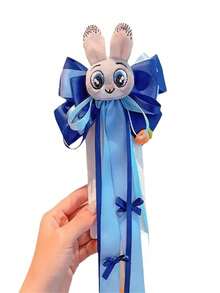 1 pieza Clip de pelo con cinta de conejo, clip de pelo con orejas de conejo de satén azul y peluche, adecuado para cabello grueso o fino, con cinta decorativa larga, adecuado para fiesta con tema de Pascua y primavera, cosplay, uso diario, regalo ideal para el Día de la Madre, cumpleaños, aniversario, festivales, viajes - Multicolor - Ver 7