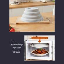 Magnetic Foldable Microwave Anti-Splash Cover, Silicone High-Temperature Resistant Household Food Heating Fresh-Keeping Dust-Proof Cover - Caramel Color - View 11