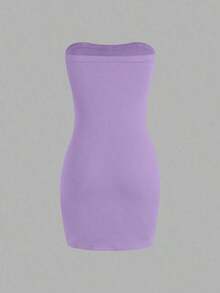 Vestido negro sin tirantes para mujer, minivestido corto - Lila Púrpura - Ver 2