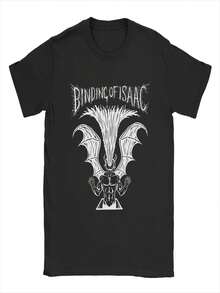 Awesome The Binding Of Isaac Themed T-Shirt, Women's Pure Cotton Crew Neck T-Shirt, 90s Cartoon Short Sleeve T-Shirt, Plus Size T-Shirt. - 黑色 - 查看 1