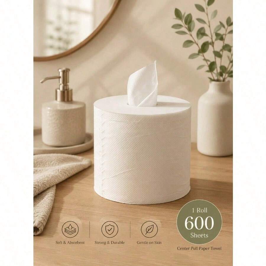 Commercial Grade 600 Sheets Per Roll 6 Roll Center Pull Paper Towels Continuous Roll Compatible With Universal Dispensers For Restaurants Washrooms Offices White 8 X 12 - A - Xem 1