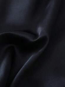 Conjunto de pijama de 2 piezas con camisa de manga corta con solapa y pantalones cortos con moño, ropa de dormir para mujer, conjunto de dos piezas - Negro - Ver 8