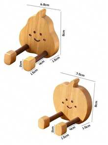 Wooden Fruit Shaped Phone Stand, Cute Cartoon Phone, Desktop Stand, Wooden Chair Tablet Holder, Creative Pear Tatami Wooden Phone Stand - A - View 3