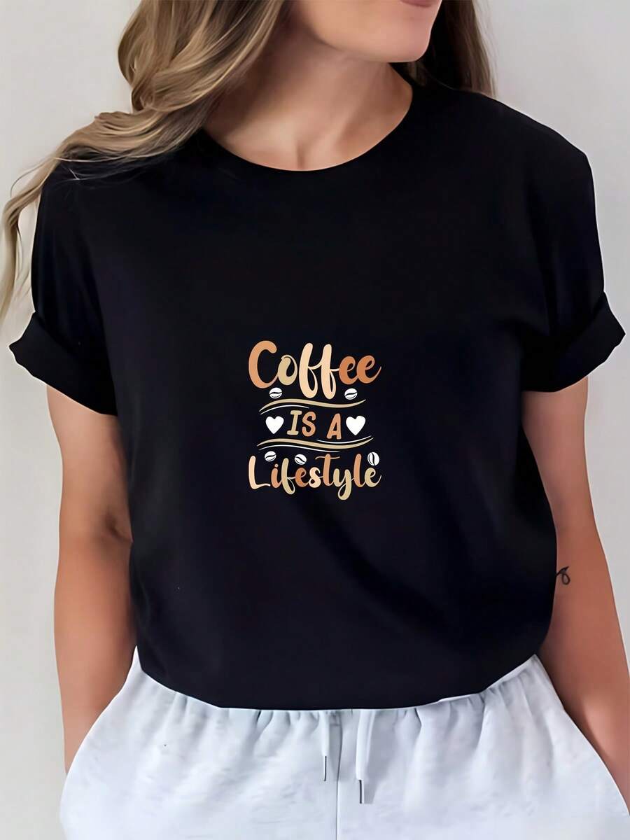 Camiseta ModaModa para Amantes del Café de 180g - 'El Café es un Estilo de Vida' - Perfecta para Reuniones Familiares, Actividades de Team Building en la Oficina y Regalos Festivos - Camiseta de Manga Corta Suave y Cómoda para Atuendos Casuales - Negro - Ver 1