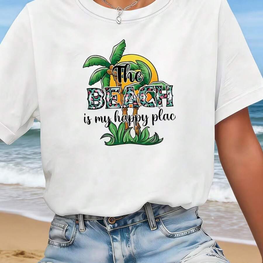 Printed T-Shirt For Men And Women - 白色 - 查看 1