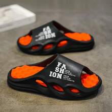 Men's Thick Sole Sandals With Lettering, Outdoor Sports Slippers, Summer Home Indoor Soft Breathable Flat Flats - Multicolor - View 2
