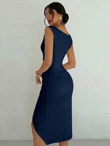 Vestidos midi para mujer, modestos, ropa de mujer para otoño, casual de negocios, estilo de mujer de dinero antiguo, atuendos de campo para mujer, blusas para salir para mujer, atuendo de viaje para el aeropuerto, de vuelta a la escuela, vestidos - Azul marino - Ver 8