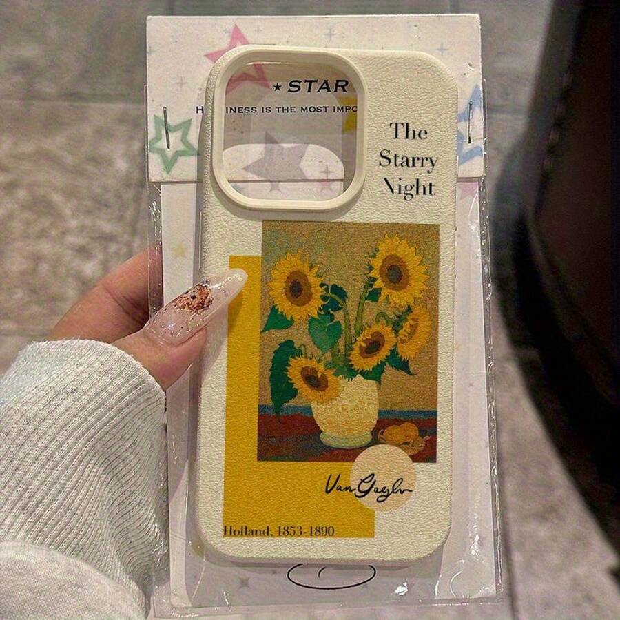 Funda para teléfono: Collage de girasoles de Van Gogh estilo pintura al óleo, patrón de TPU, para iPhone 16 Pro Max, funda protectora de negocios resistente a caídas, bonita - Blanco - Ver 1
