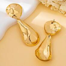 1 Pair Glamorous Fashion Exaggerated Creative Metallic Smooth Teardrop Dangle Earrings - Yellow Gold - View 2