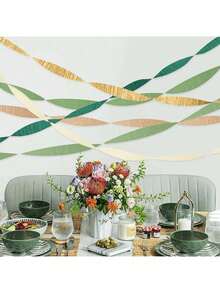 Set de 5 cintas de gasa verde oliva y marrón, decoración bohemia para bodas y fiestas, decoración de pared interior, eventos de celebración, cumpleaños, bodas, compromisos, aniversarios, graduaciones, decoración de fiestas de verano - Multicolor - Ver 4