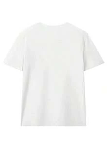 Camiseta Casual de Manga Corta con Cuello Redondo para Primavera y Verano - Ajuste Cómodo y Relajado, Camiseta con Estampado Gráfico para Amantes del Deporte - Camiseta Unisex, Camisetas Casuales, Ropa Urbana para Mujer 100% Algodón Resistente - Blanco - Ver 3