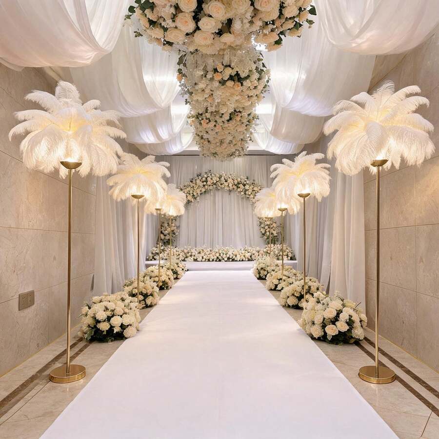 Lámpara de plumas recargable, decoración del hogar, lámpara de pie para sala de estar, luz romántica para pasillo de boda, estilo europeo + 1 Set de cable de datos