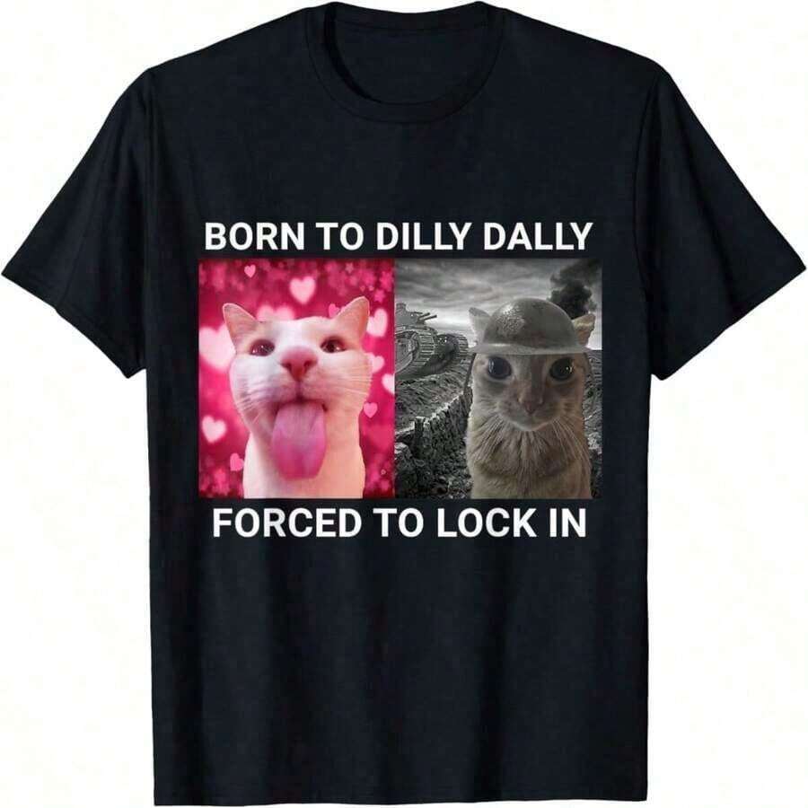Camiseta Casual 2026, Camisetas de Verano, Camiseta Divertida con el meme 'No More Mr Nice Guy' y 'Alpha Wolf Unhinged Brainrot', Holgada y Cómoda, 100% Algodón, Duradera - Negro - Ver 1