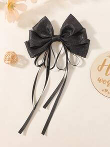 1pc Long Ribbon Mesh Bow Hair Clip, Ethereal Side Clip For Girl And Girls, Versatile Hairstyle Accessory - Multicolor - View 15