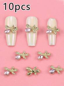 10pcs Nail Art Nail Charm Nail Accessories Y2K Exquisite Luxury Sweet Style Bow Shaped Pink Nail Gem Nail Accessories DIY Nail Accessories Suitable For Nail Salons, Phone Cases, Clothes, Bags, Shoes, As Well As Daily Life And Holiday Parties Nail Charms - Multicolor - View 10