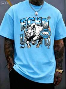 The Iconic ECKO Unltd Graphic Features A Bold Rhino Emblem With Urban Camouflage Lettering Symbolizing Strength Individuality Urban Culture   220g - 藍色2 - 查看 2