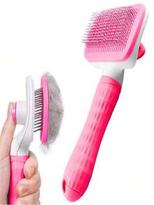 1pc Pet Grooming Brush, Deshedding Tool For Dogs And Cats, One-Click Loose Undercoat Removal, Pet Grooming Tool - Pink - View 10