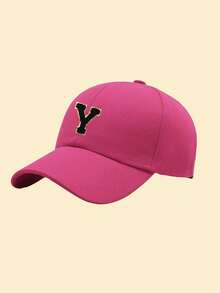 1 pieza Gorra de béisbol ajustable con parche de terciopelo con 26 letras, gorra informal tipo papá adecuada para vacaciones, calle, días festivos, viajes y fiestas - Rosa Fucsia - Ver 22