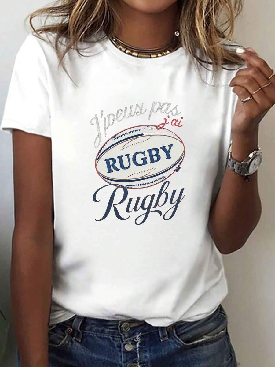 Funny Printed T-Shirt, I Can't, I Have A Print, Casual Short Sleeve Round Neck Top, Women's Clothing For Spring/Summer. - 白色 - 查看 1