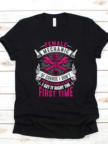 Soft T-Shirts For Women And Girls With An Automotive Mechanic Theme – Fun T-Shirts, Vests, Hoodies And Sweatshirts With Feminine Technical Prints, Decorated With Wrench And Engine Patterns, Suitable For All Seasons And Machine Washable, A Practical Gift Designed For Mechanics - 100% Cotton T-Shirt, Breathable And Casual For Everyday Wear. - 黑色 - 查看 7