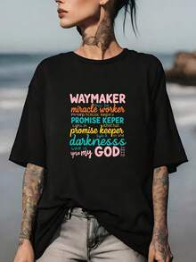 Camiseta de Mujer ModaModaWaymaker Miracle Worker Promise Keeper de 180g - Regalo Perfecto para la Familia, Día de la Madre, Aventuras de Verano - Negro - Ver 6