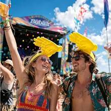 1PC Funny Yellow Hand-Shaped Sun Visor – Portable Outdoor Sun Hat. - Multicolor - View 1