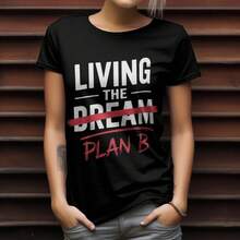 Living Dream... Or Plan B? Funny-Shirt Realists - Black - View 6