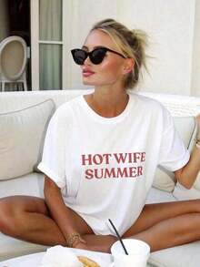 Camiseta de manga corta informal para mujer, con estampado de eslogan de verano, ideal para vacaciones de verano, top de manga corta con temática de vacaciones para mujer, camiseta gráfica informal con humor, atuendos de vacaciones para mujer. - Blanco 4 - Ver 9
