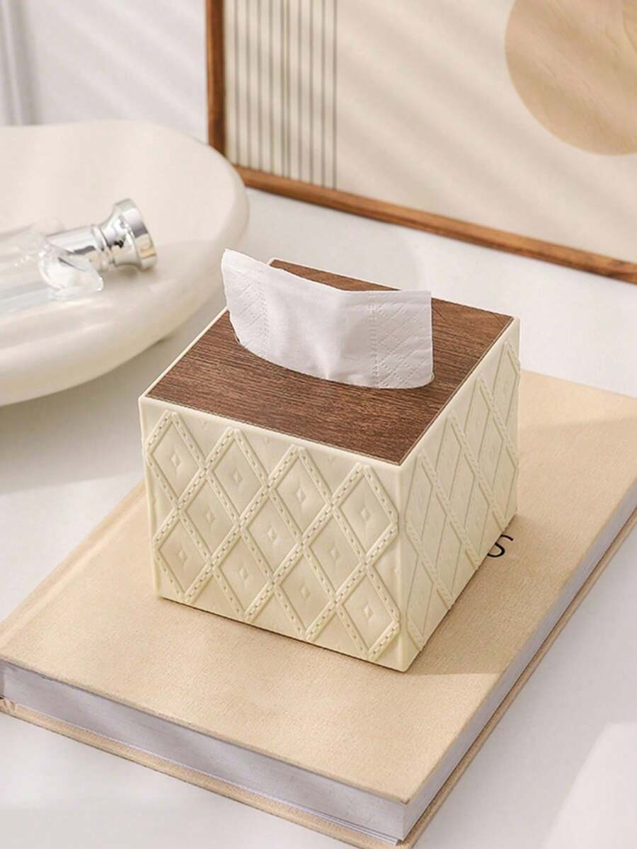 Rectangular Vertical Striped Tissue Box - Double-Sided Design, Minimalist & Fashionable, Made Of Durable Material Desk Tissue Box, Waterproof & Stain-Resistant, Large Capacity, Multiple Colors Available, Suitable For Everyday Home Use - Multicolor - View 1