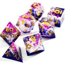 7pcs Resin Dice Set With Dried Flowers, Handmade Transparent Polyhedral Dice, RPG Tabletop Game Roleplay Dice, Ideal For Halloween And Christmas Gifts - Multicolor - View 4