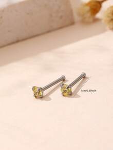 2 chiếc khuyên mũi thời trang đường phố gợi cảm với đá zirconia tổng hợp, thích hợp cho tiệc tùng, hộp đêm, quán bar, đeo hàng ngày và các lễ hội, trang sức mũi độc đáo và sành điệu. - tròn - Xem 8