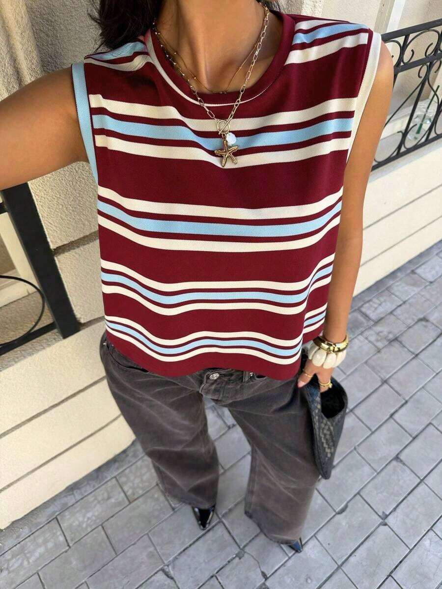 Camiseta de tirantes casual a rayas para mujer - Multicolor 3 - Ver 1